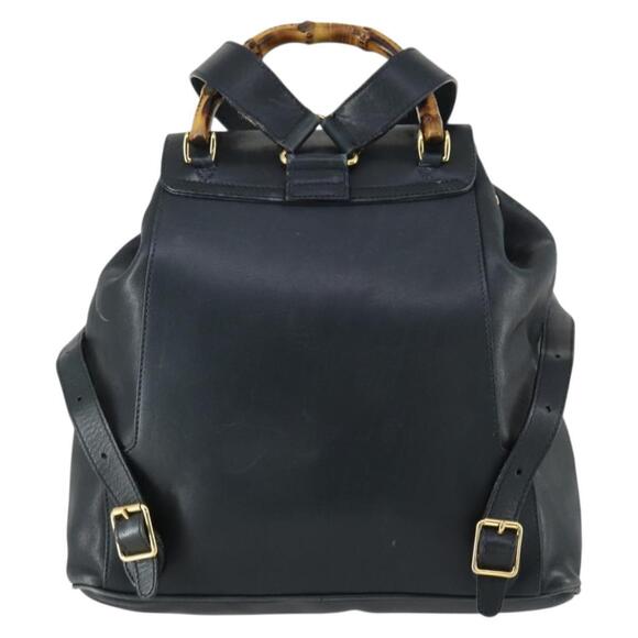 GUCCI Bamboo Backpack Leather Black Gold 003 2058 0016 Auth  display picture 3